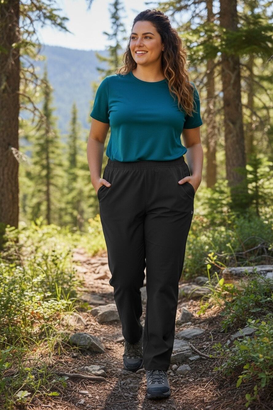 Black Eddie Bauer Womens Hiking Pants Stretch Sz 16 Utility Pockets Activewear